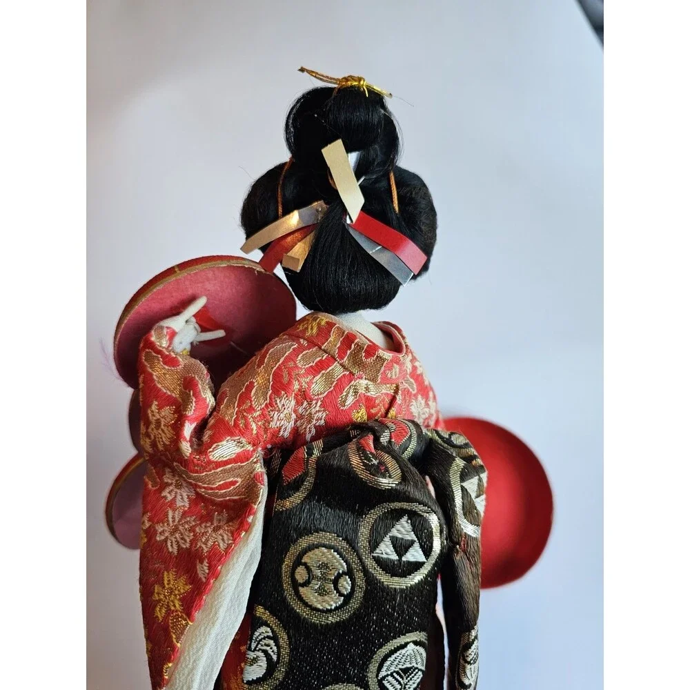 Vintage 1960 Nishi Doll Geisha Red Kimono Japan 17” Tall Japanese